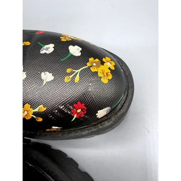 Guess Fearne Womens Black Floral Combat Boots Side Zip Lug Sole GWFEARNE Size 6M - Picture 5 of 15